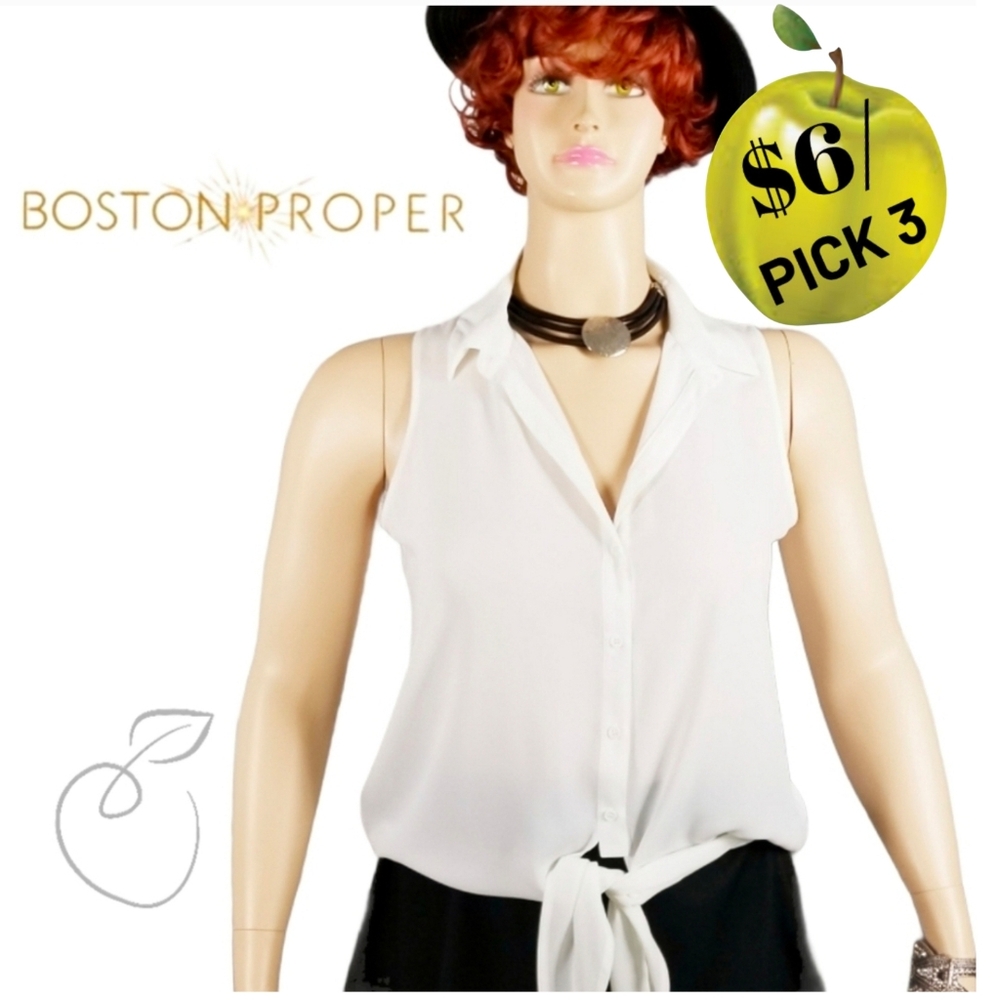 BOSTON PROPER SLEEVELESS TIE-FRONT BLOUSE SZ 18